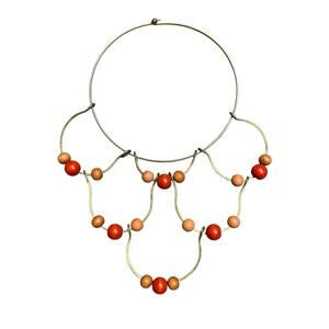 Vintage 1960’s MCM Statement Bib Choker Necklace Wooden Beads